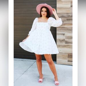 Chloe White Floral Babydoll Dress